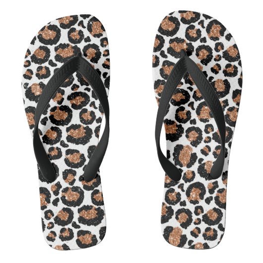 Witte en gouden folie cheetah of luipaard patroon teenslippers (Voetbed)
