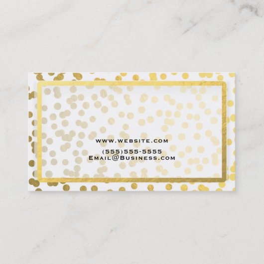 Witte en gouden Folie Confetti Modern glam Visitekaartje (Achterkant)