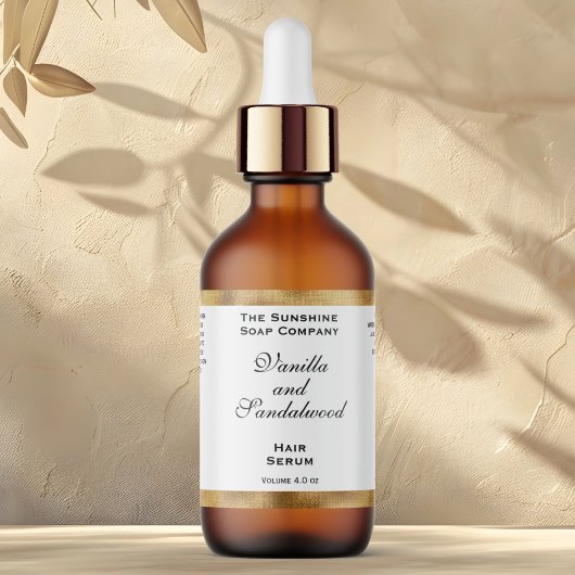 Witte en Gouden Folie Cosmetica Dropper Fleslabel Etiket