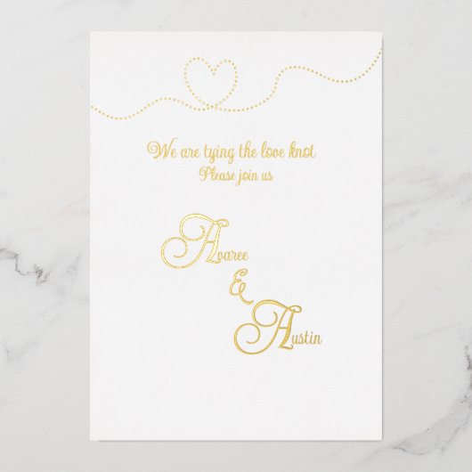 Witte en gouden folie folie uitnodiging (Voorkant)