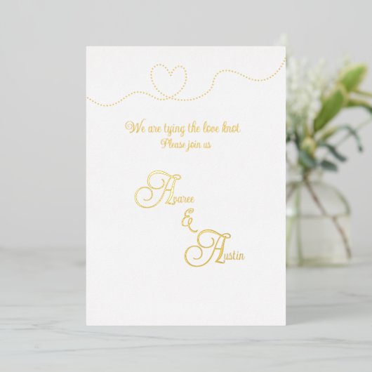 Witte en gouden folie folie uitnodiging (Staand Voorkant)