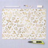 Witte en gouden folie Kerstmis Hulst Tissuepapier (Craft)