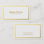 Witte en gouden Folie Minimale glam Visitekaartje (Voorkant / Achterkant)