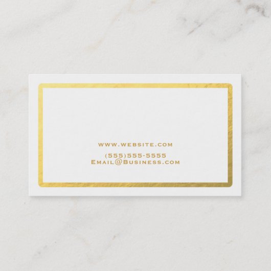 Witte en gouden Folie Minimale glam Visitekaartje (Achterkant)