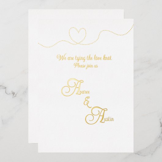 Witte en gouden folie uitnodiging (Voorkant / Achterkant)