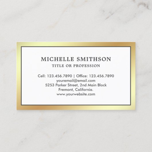 Witte en gouden Folieveer Quill Pen Visitekaartje (Achterkant)