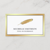 Witte en gouden Folieveer Quill Pen Visitekaartje (Voorkant)