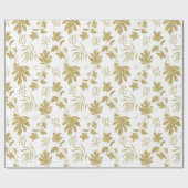 Witte en gouden gekleurde planten en bladeren cadeaupapier (Vlak)