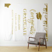 Witte en gouden glitter Afstuderen foto achtergron Wandkleed (In Situ (horizontaal))