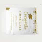 Witte en gouden glitter Afstuderen foto achtergron Wandkleed (Voorkant (horizontaal))