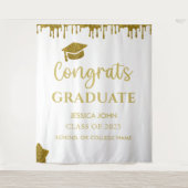 Witte en gouden glitter Afstuderen foto achtergron Wandkleed (Voorkant)