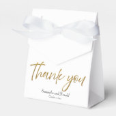 Witte en gouden glitter bruiloft bedankdoosjes (Voorkant Zijde)