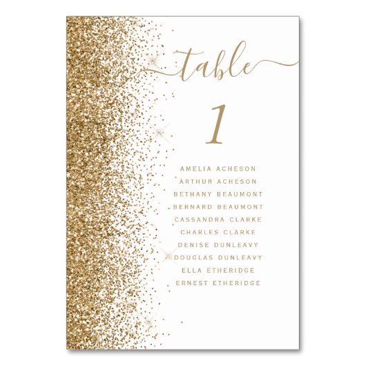 Witte en gouden glitter bruiloft kaart (Achterkant)