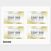 Witte en gouden glitter handgemaakte zeepetiketten rechthoekige sticker (Vel)