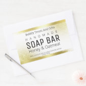 Witte en gouden glitter handgemaakte zeepetiketten rechthoekige sticker (Envelop)