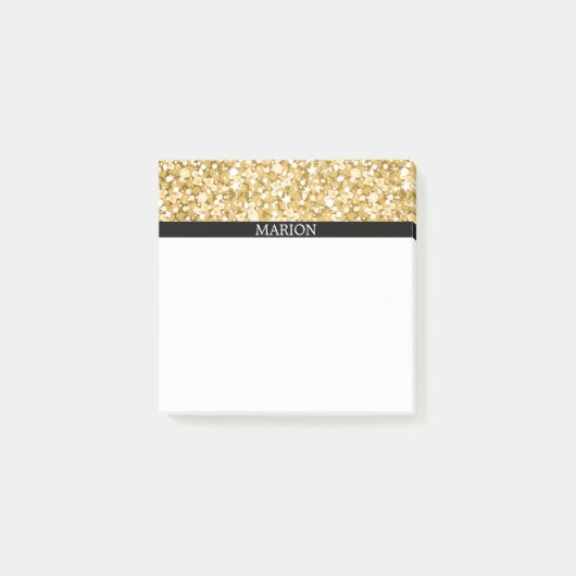Witte en gouden glitterpatroon post-it® notes (Voorkant)