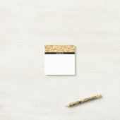 Witte en gouden glitterpatroon post-it® notes (Op bureau)
