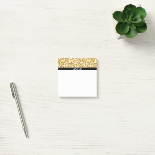 Witte en gouden glitterpatroon post-it® notes (Kantoor)