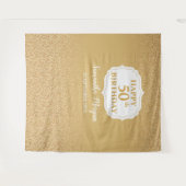 Witte en gouden glitters ombre verjaardagsachtergr wandkleed (Voorkant (horizontaal))