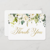 Witte en gouden groen dankkaart bedankkaart (Voorkant / Achterkant)