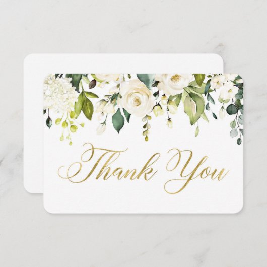 Witte en gouden groene dankkaart bedankkaart (Voorkant / Achterkant)