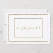 Witte en gouden handgeschreven kalligrafie bruilof kaart (Achterkant)