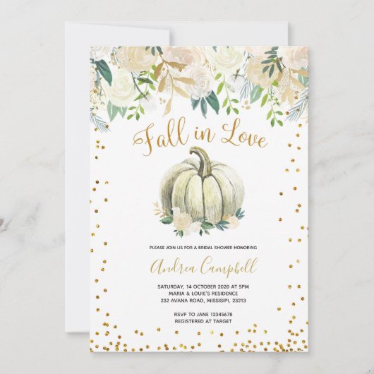 Witte en Gouden Herfst in Liefde Vrijgezellenfeest Kaart (Voorkant)