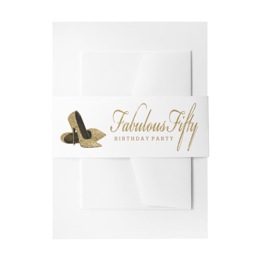 Witte en Gouden Hoge Hak Schoen Fabulous 50 Uitnodigingen Wikkel (Voorkant Voorbeeld)