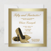 Witte en gouden hoge hakken vrouwen 50e verjaardag kaart (Voorkant)