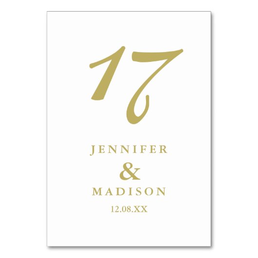 Witte en gouden Kaart voor trouwtafel met script (Achterkant)