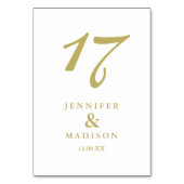 Witte en gouden Kaart voor trouwtafel met script (Voorkant)