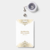 Witte en gouden  kant minimaliseren badge (Voorkant met intrekbare clip)