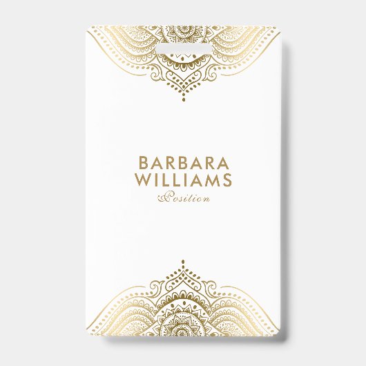 Witte en gouden  kant minimaliseren badge (Voorkant)