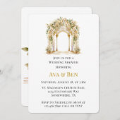 Witte en Gouden Kerk Trouwdouche Kaart (Voorkant / Achterkant)