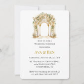 Witte en Gouden Kerk Trouwdouche Kaart (Voorkant)