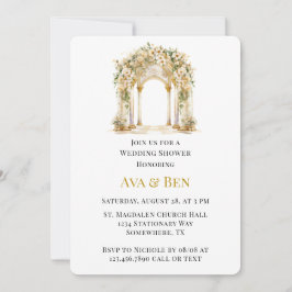 Witte en Gouden Kerk Trouwdouche Kaart