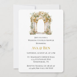 Witte en Gouden Kerk Trouwparen Douche Kaart