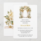 Witte en gouden kerkparen douchen kaart (Voorkant / Achterkant)