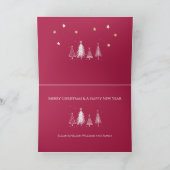 Witte en gouden kerst met familienaam rood feestdagen kaart (Binnen)