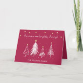 Witte en gouden kerst met familienaam rood feestdagen kaart (Voorkant)