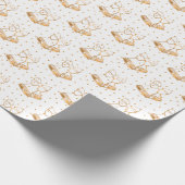 Witte en gouden kerstbellen cadeaupapier (Hoek)