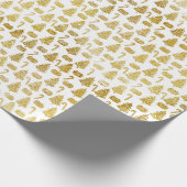 Witte en gouden kerstbomen Glitter Kerstmis Cadeaupapier (Hoek)