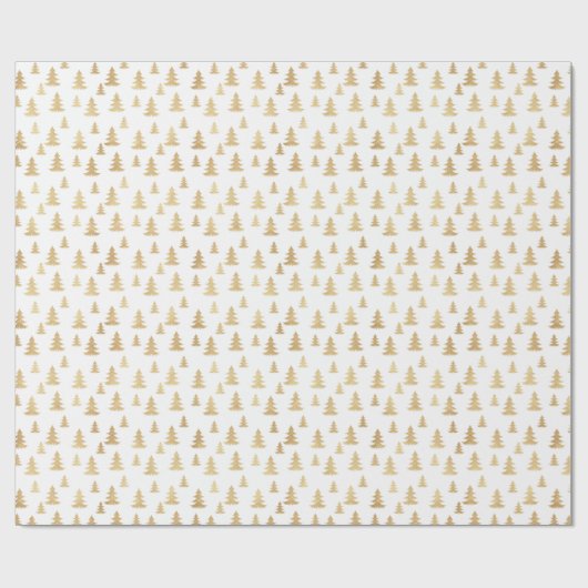 Witte en gouden kerstbomen Glitter Kerstmis Cadeaupapier (Vlak)