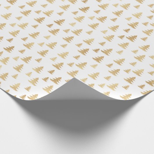 Witte en gouden kerstbomen Glitter Kerstmis Cadeaupapier (Hoek)