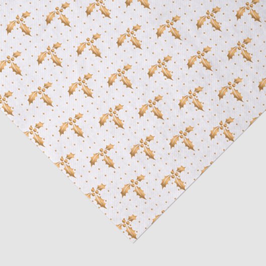 Witte en gouden Kerstmis Holly Tissuepapier (Detail)