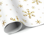 witte en gouden kerstsneeuwvlok cadeaupapier (Rol Hoek)