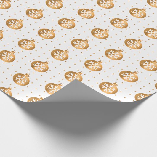 Witte en gouden kerstversieringen cadeaupapier (Hoek)
