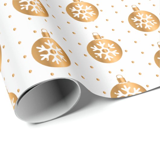 Witte en gouden kerstversieringen cadeaupapier (Rol Hoek)