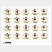 Witte en gouden kronen ronde sticker (Vel)