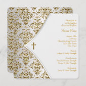 Witte en Gouden Kruis doop Kaart (Voorkant / Achterkant)